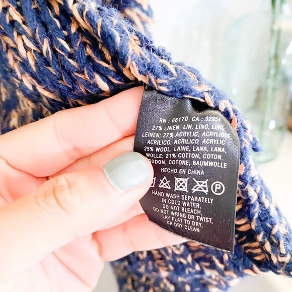 🦋 ANTHROPOLOGIE SPARROW Navy Orange Cardigan Sweater - Picture 5 of 7